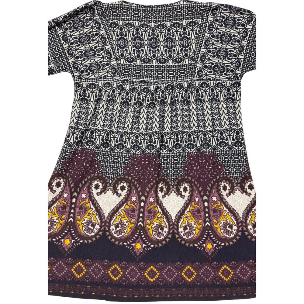 XL Sacred Threads Embroidered Boho Festival Blue Gray Plush Paisley Dress - Picture 7 of 11